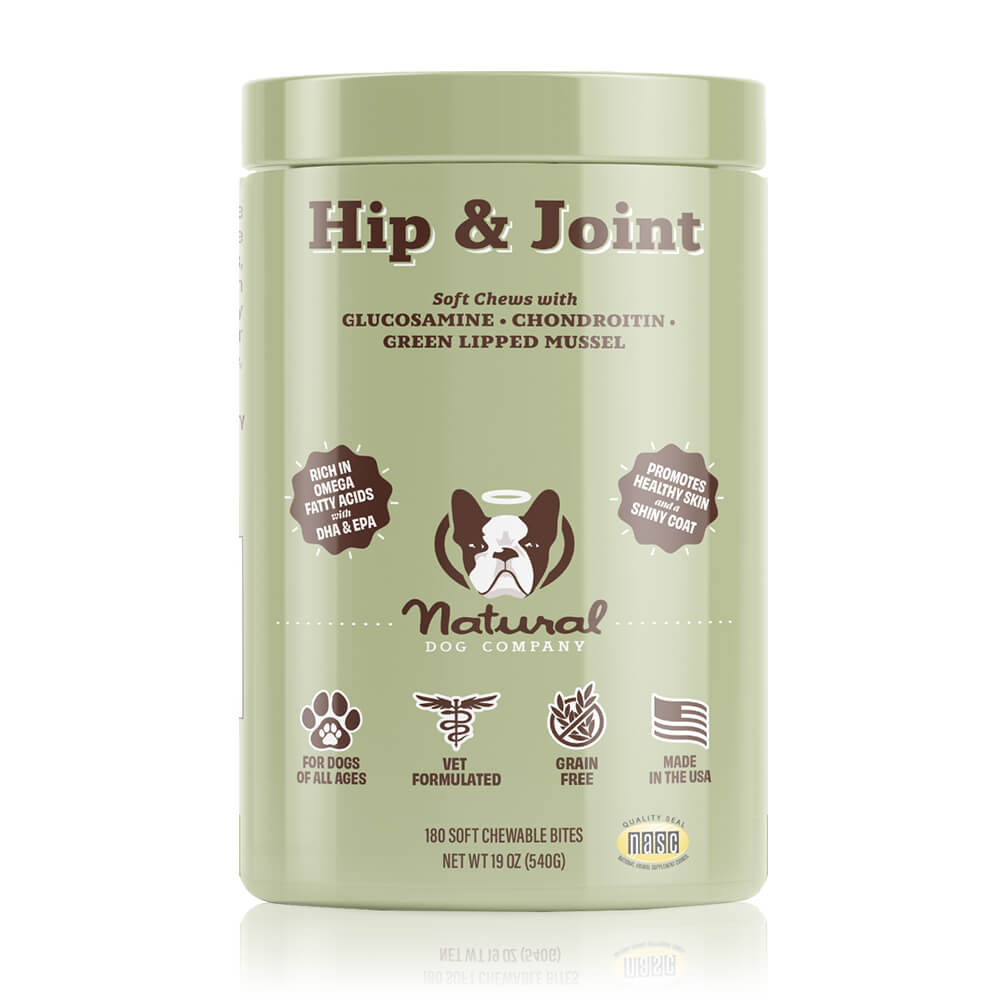 Natural Dog Company Hip Joint Chews Chicken Liver Turmeric Flavor with Glucosamine Chondroitin for Dogs Maintains Bone An